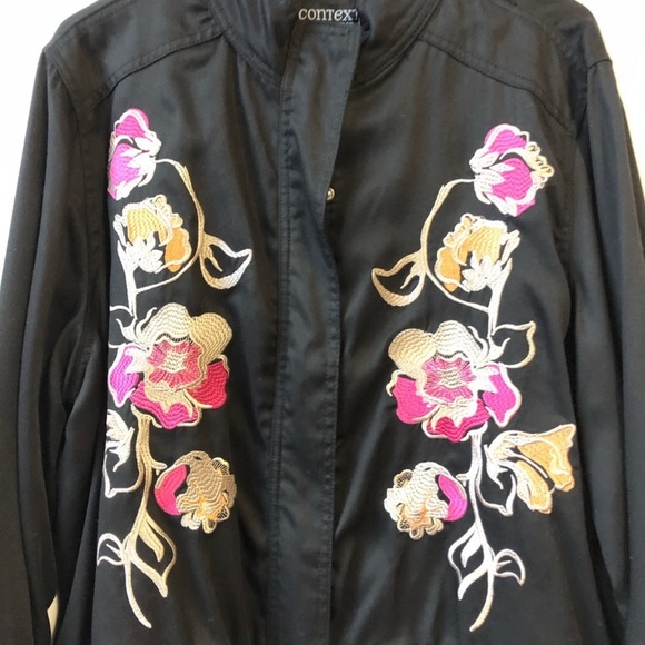 Context Lord & Taylor Embroidered Bomber Jacket Sz. XL - Picture 5 of 8